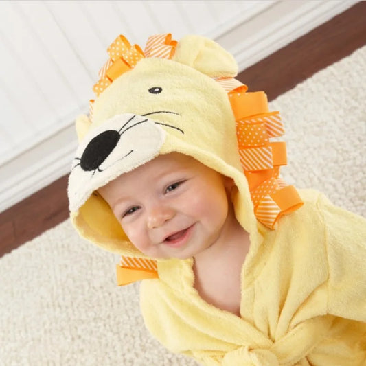 Toddler Hooded Bathrobe - Soft Terrycloth Animal & Nature Themes