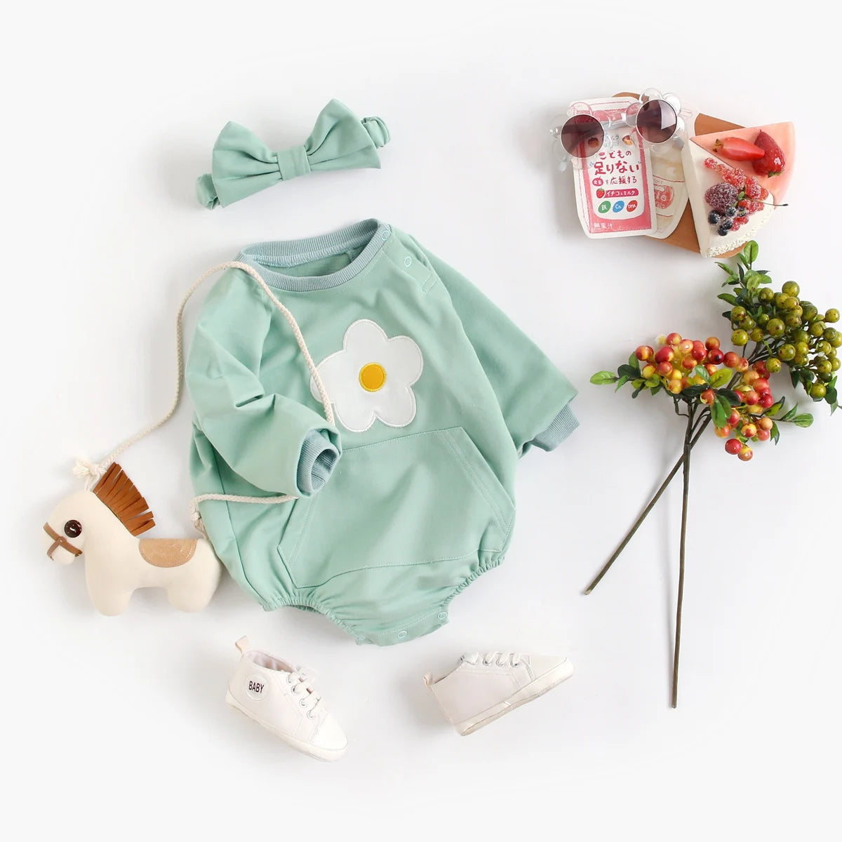 Baby Girl Daisy Romper and Headband Set (0-3T)