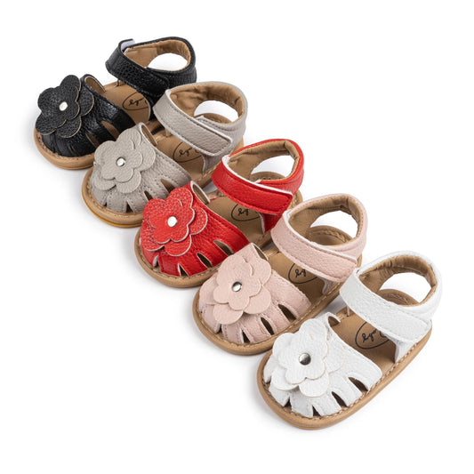 Infant Baby Girl Flower Sandals - Soft Sole Non-Slip First Walkers (0-18M)
