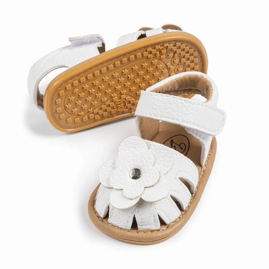 Infant Baby Girl Flower Sandals - Soft Sole Non-Slip First Walkers (0-18M)
