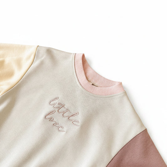 Little Love Embroidered Baby Girl Bubble Romper - Soft Pastel Sweatshirt Bodysuit (1-18M)