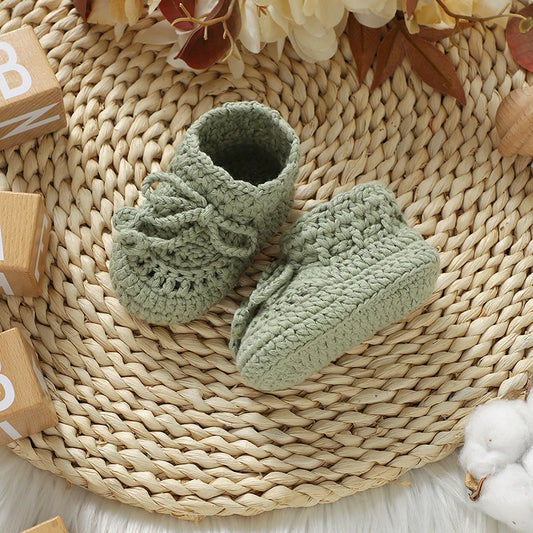 Vintage-Inspired Moccasin Knit Baby Booties (0-12M)