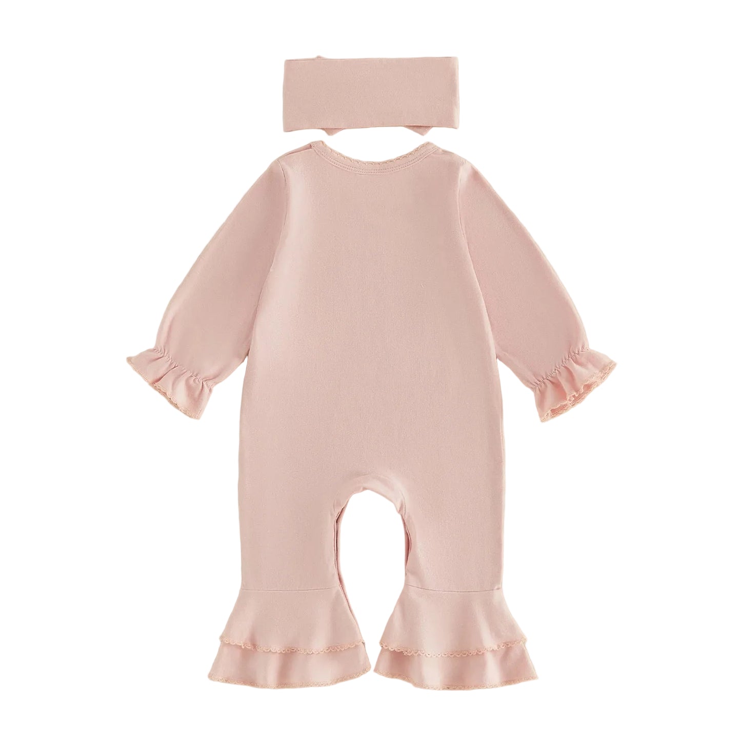 Baby Girl Game Day Pink Football Jumpsuit & Headband Set (0-18M)