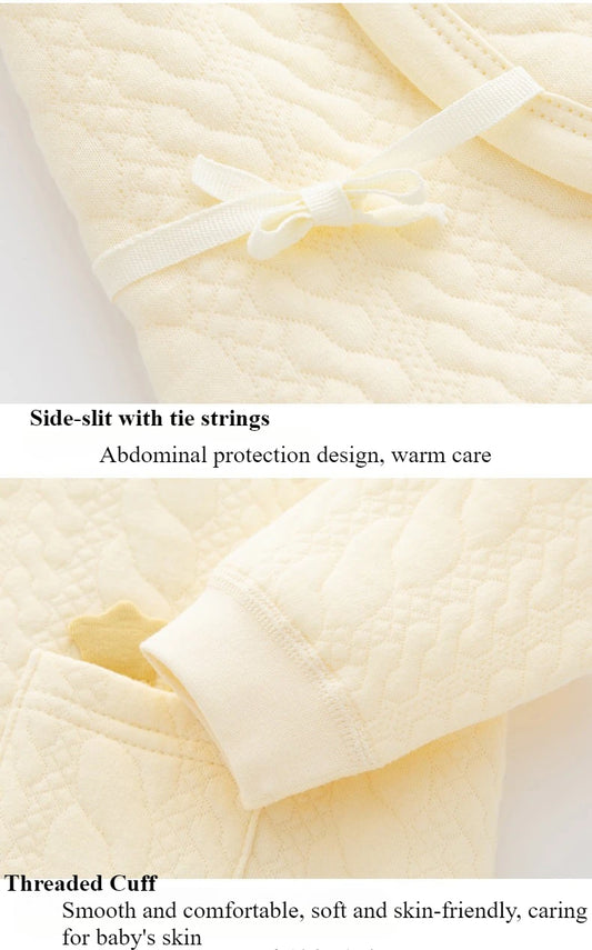 Soft Quilted Cotton Kimono Romper | Newborn Side-Tie Bodysuit