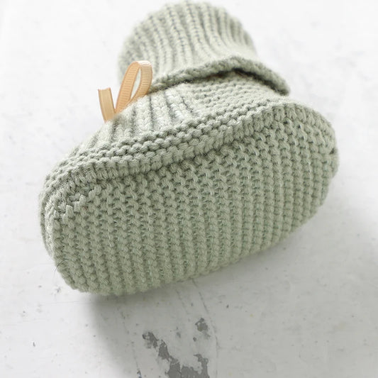 Ribbon-Tie Knit Baby Booties (0-12M)