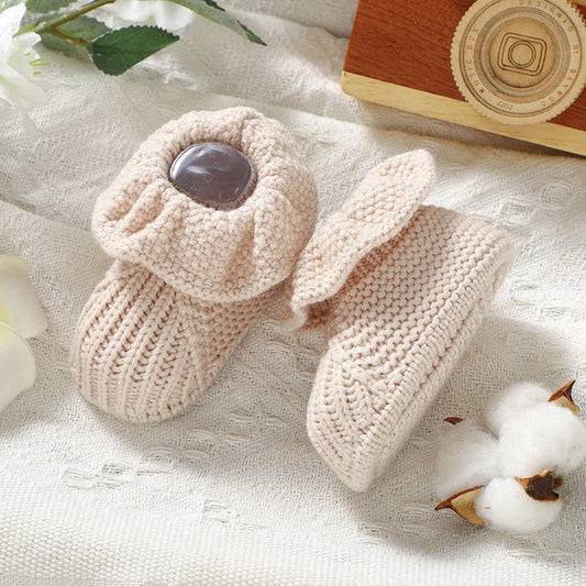 Soft-Knit Solid Ruffled Baby Booties (0-12M)