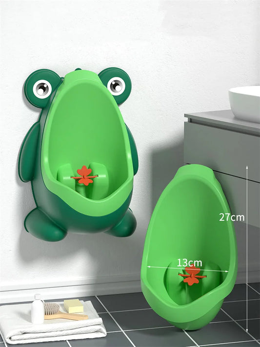 Wall-Mounted Frog Urinal Potty Trainer for Boys with Spinning Target