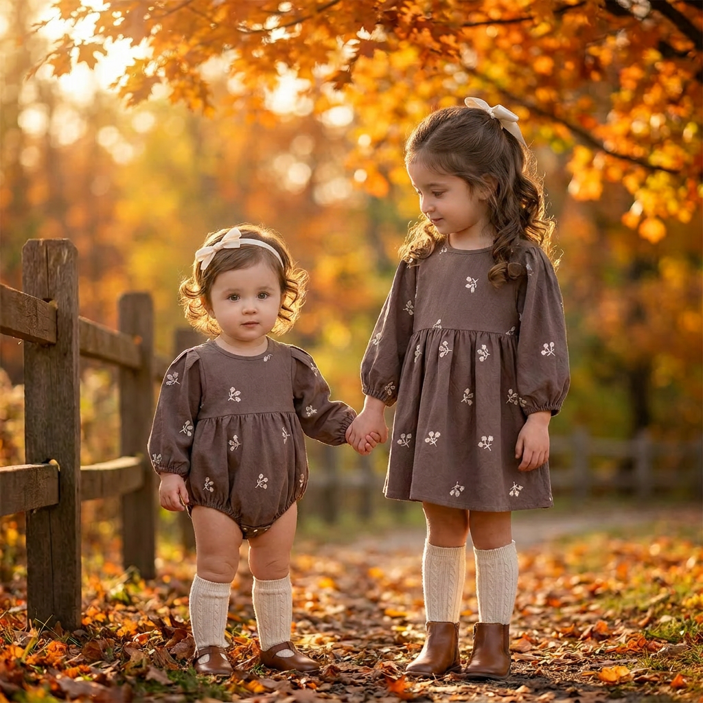 Newborn & Baby Cotton Floral Embroidered Long Sleeve Romper (3M-24M)