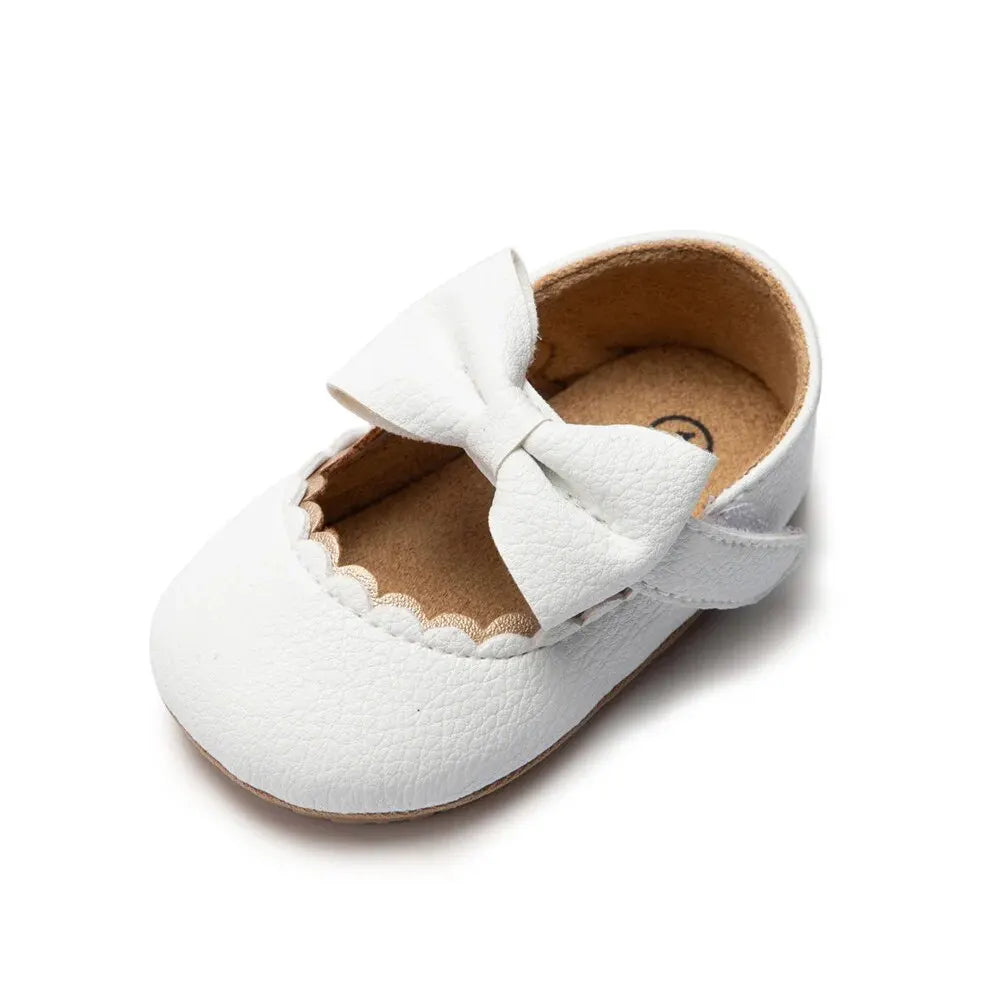 Ivory white baby girl Mary Jane shoes for christening or wedding first walkers