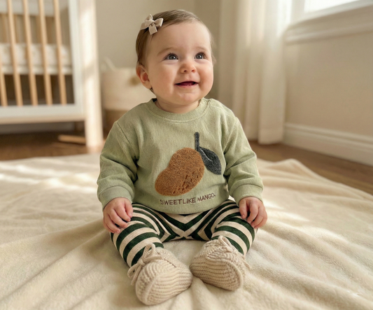 Unisex Baby Mango Sweatshirt & Pants Set | 2-Piece Winter Outfit (6M-3T)