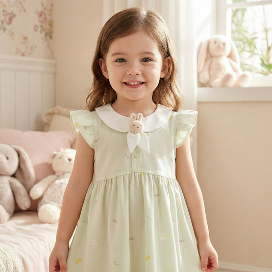 Girls Bunny Easter Dress - Cotton Summer Party Dress (24M-9Y)