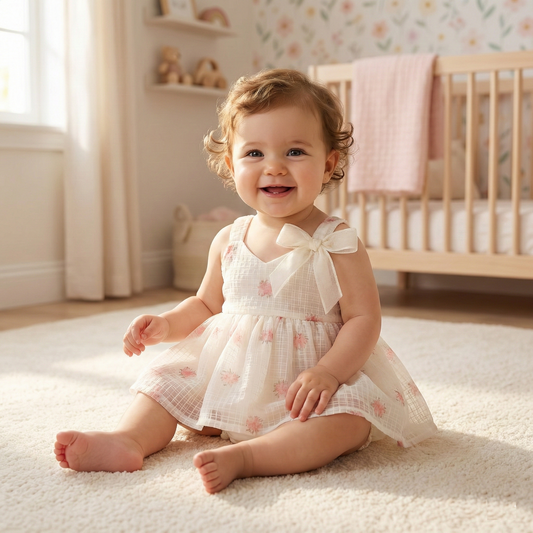 Baby Girl Floral Chiffon Romper Dress - Summer Sunsuit, Sizes (6-24M)