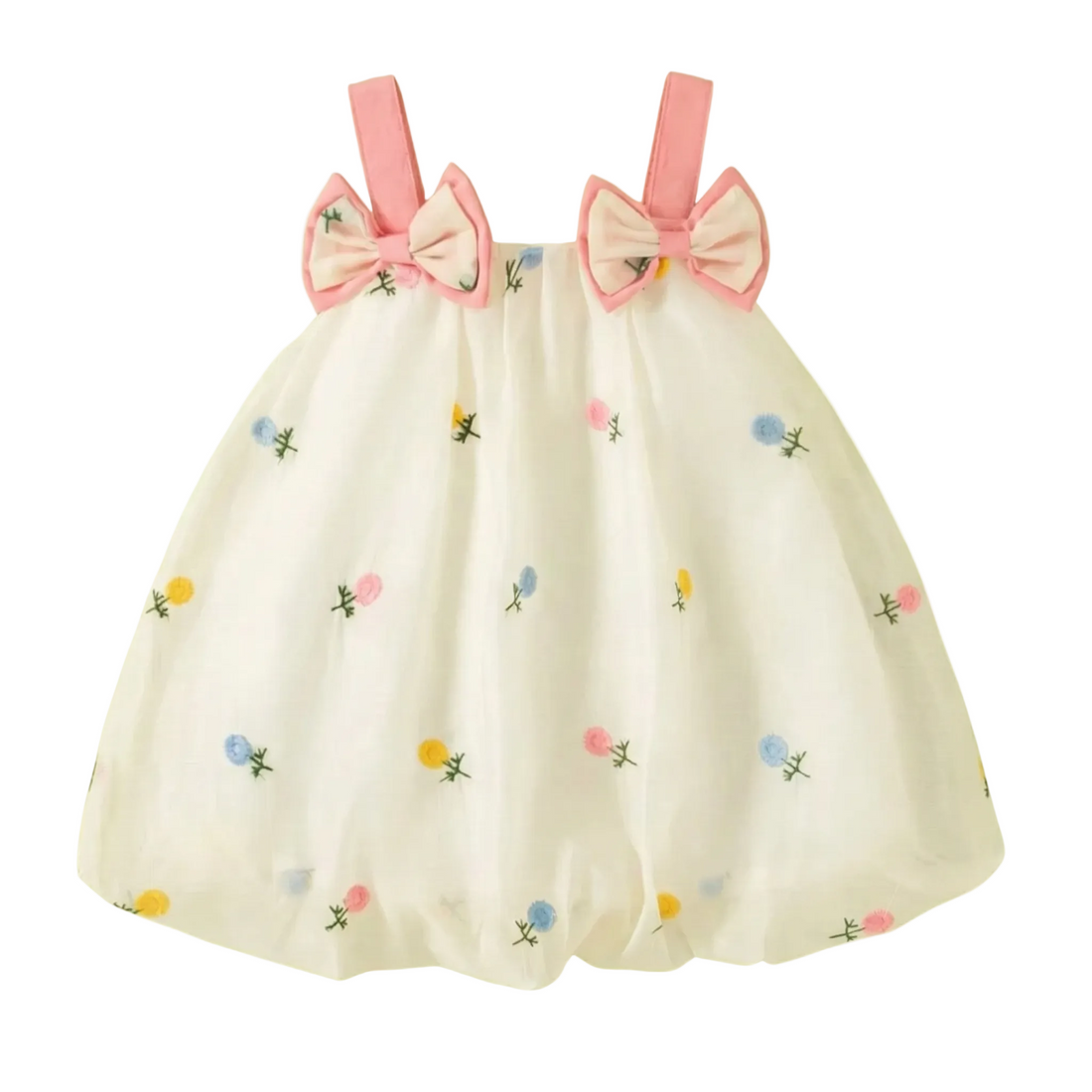 Baby & Toddler Girl Floral Embroidery Summer Princess Dress - Halter Bow Ball Gown (9M-3T)