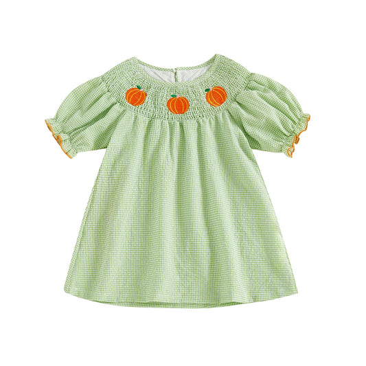 Toddler & Baby Girl Smocked Fall Dress - Pumpkin & Halloween Outfit (12M-5T)