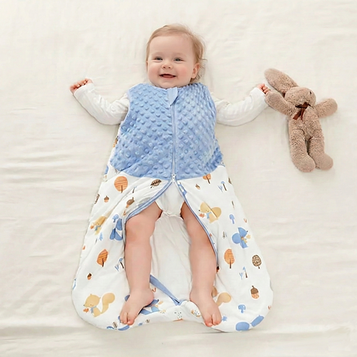 Baby Sleep Sack 1.5 TOG – Cotton Wearable Blanket Vest with Sensory Minky Dot Chest (3-24M)