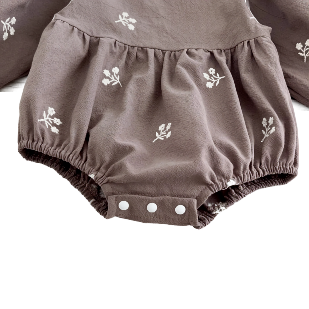Newborn & Baby Cotton Floral Embroidered Long Sleeve Romper (3M-24M)