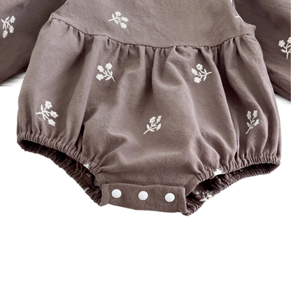 Newborn & Baby Cotton Floral Embroidered Long Sleeve Romper (3M-24M)