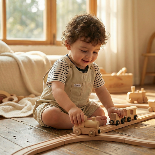 2-Piece Baby Boy Summer Set - Striped Short Sleeve Top & Cotton Blend Overall Jumpsuit (0-24M)