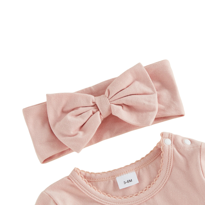 Baby Girl Game Day Pink Football Jumpsuit & Headband Set (0-18M)