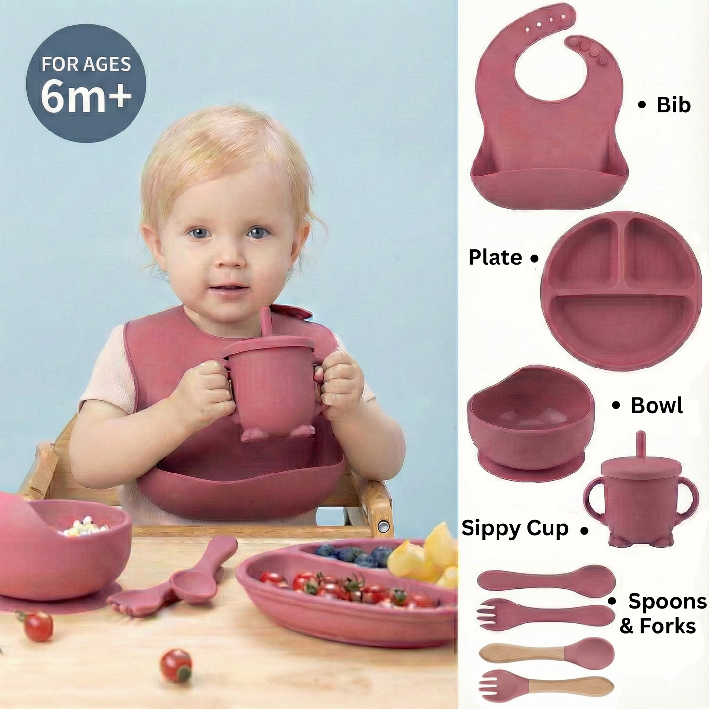 Complete 8-Piece Silicone Feeding & Weaning Set