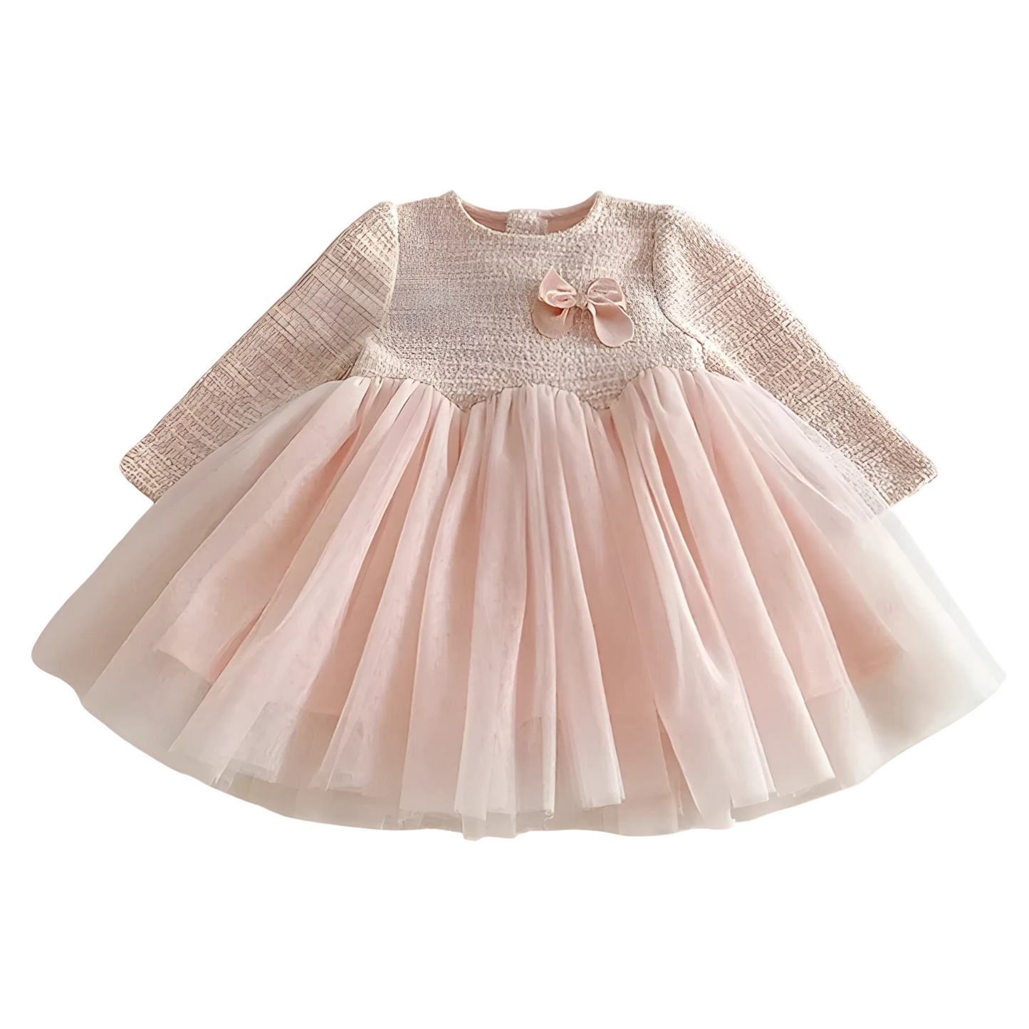 Baby & Toddler Girls Pink Tweed Easter Dress - Long Sleeve Mesh Tutu Party Outfit (3M-5T)