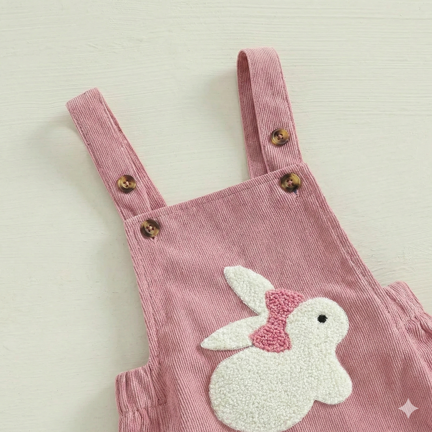 Baby Girl Easter Bunny Embroidered Corduroy Romper - Pink Sleeveless Jumpsuit Overalls, (0-18M)