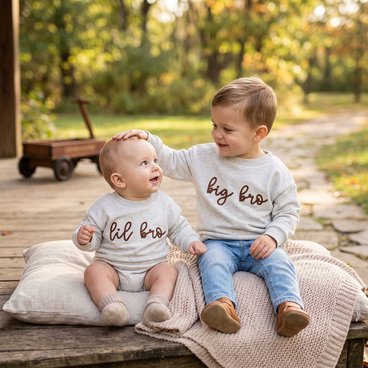 Brother Matching Outfits: Big Bro Sweatshirt & Lil Bro Romper for Baby & Toddler Boys