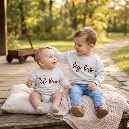 Brother Matching Outfits: Big Bro Sweatshirt & Lil Bro Romper for Baby & Toddler Boys