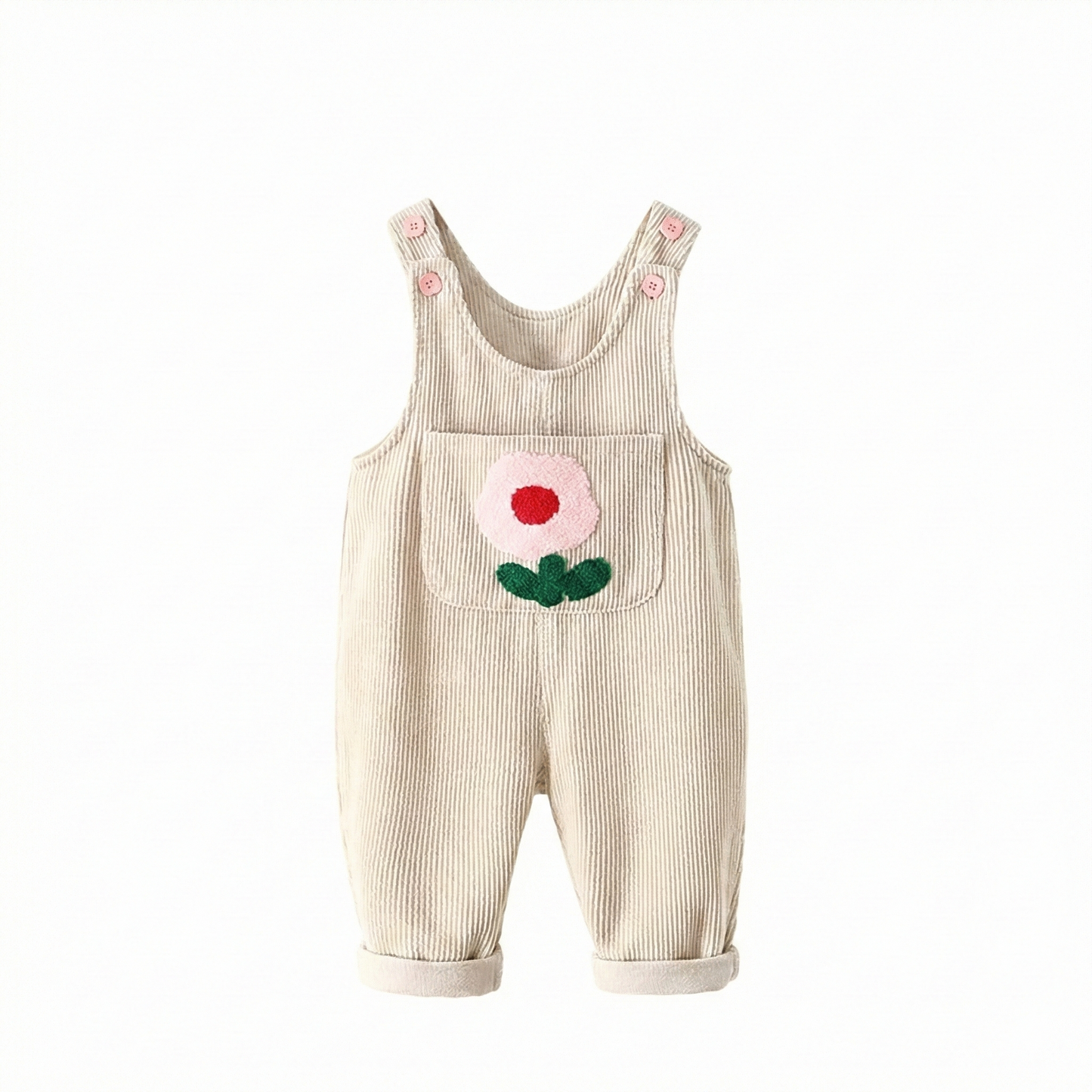 Cute Flower Corduroy Overalls for Toddler Girls - Spring Cotton Jumpsuit (9M-4T)