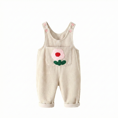 Cute Flower Corduroy Overalls for Toddler Girls - Spring Cotton Jumpsuit (9M-4T)