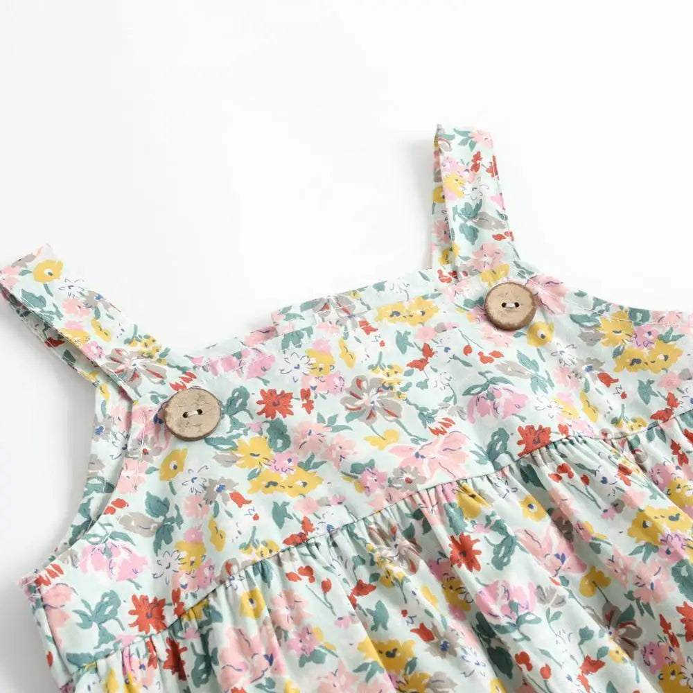 Infant & Toddler Floral Cotton Romper - Sleeveless Vintage Boho Sunsuit Bodysuit (0-3T)