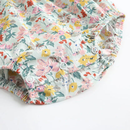 Infant & Toddler Floral Cotton Romper - Sleeveless Vintage Boho Sunsuit Bodysuit (0-3T)