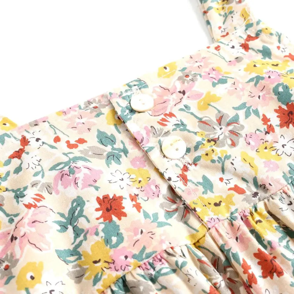 Infant & Toddler Floral Cotton Romper - Sleeveless Vintage Boho Sunsuit Bodysuit (0-3T)