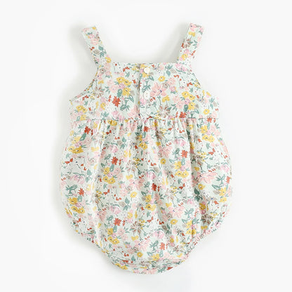 Infant & Toddler Floral Cotton Romper - Sleeveless Vintage Boho Sunsuit Bodysuit (0-3T)