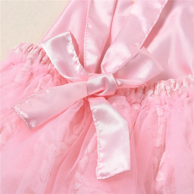 Baby Girl Princess 1st Birthday Romper Dress - Lace Tulle Cake Smash Outfit (3-24M)