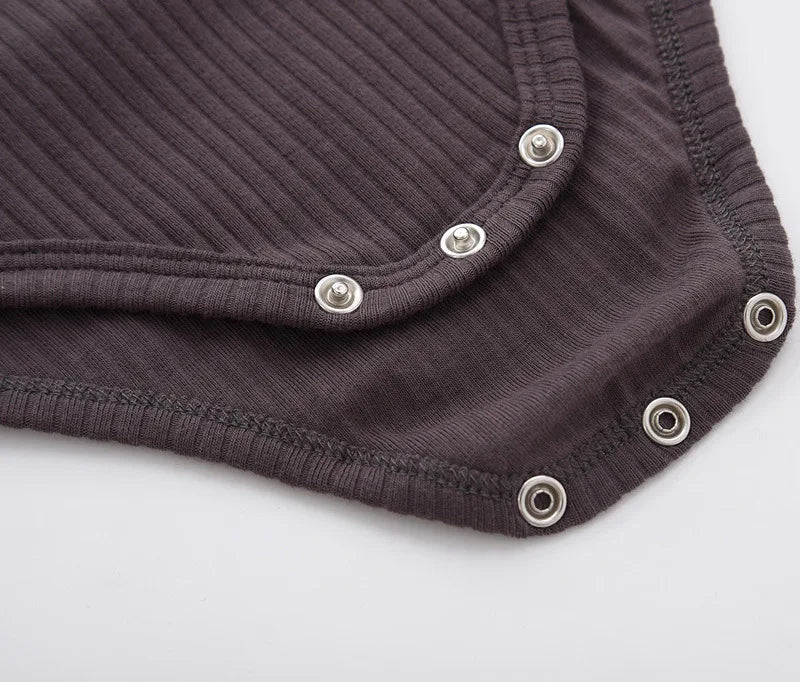 Ribbed Baby Boy Short Sleeve Romper - Soft Cotton Stretch Henley Jumpsuit (0-24M)