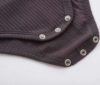 Ribbed Baby Boy Short Sleeve Romper - Soft Cotton Stretch Henley Jumpsuit (0-24M)