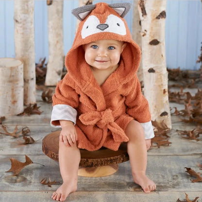 Toddler Hooded Bathrobe - Soft Terrycloth Animal & Nature Themes