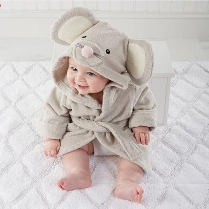 Toddler Hooded Bathrobe - Soft Terrycloth Animal & Nature Themes