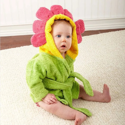 Toddler Hooded Bathrobe - Soft Terrycloth Animal & Nature Themes