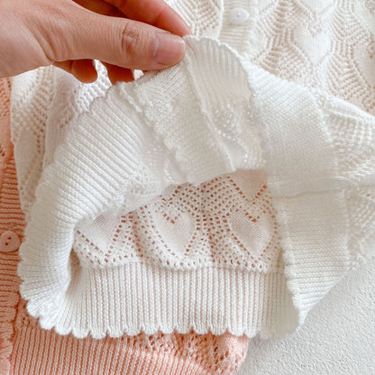 Baby & Toddler Girl Cotton Knit Pointelle Heart Cardigan Sweater (3M - 3T)
