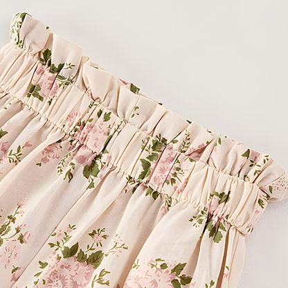 Baby & Toddler Girls Floral Cotton Outfit - Ruffled Top & Shorts Set - (3M- 3T)