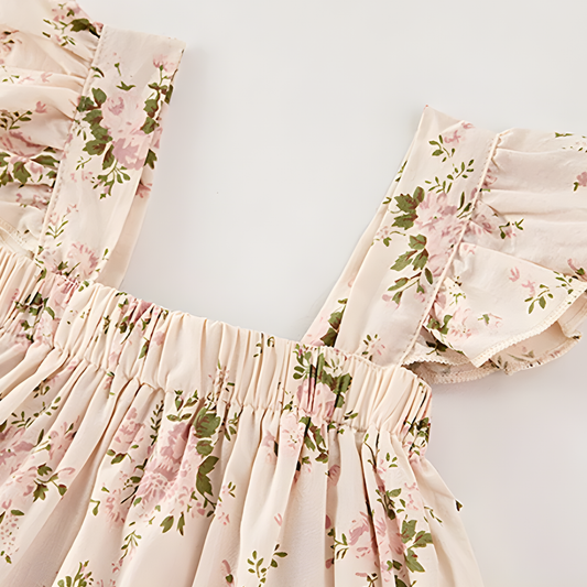 Baby & Toddler Girls Floral Cotton Outfit - Ruffled Top & Shorts Set - (3M- 3T)