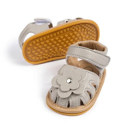 Infant Baby Girl Flower Sandals - Soft Sole Non-Slip First Walkers (0-18M)