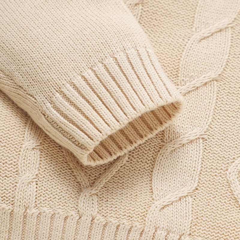 Newborn Infant Boy Winter Knit Clothes Set | Long Sleeve Collared Sweater & Footed Leggings (0-9M)