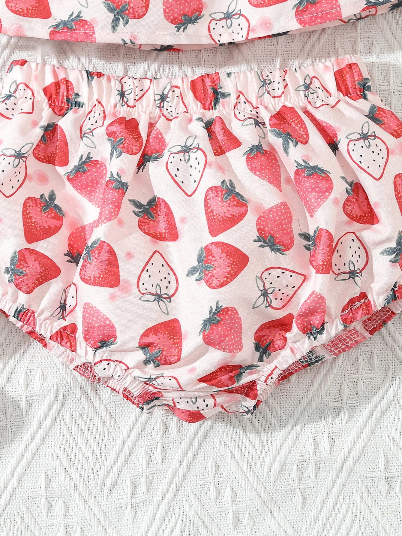 Baby & Toddler Girl Strawberry Print Cotton Outfit - 2Pc Smocked Top & Ruffle Bloomer Set (6M-3T)