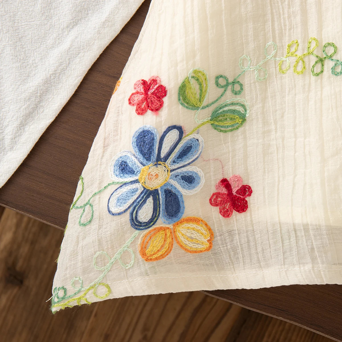 Embroidered Baby Girl Summer Dress - Floral Cotton Sleeveless A-Line Toddler Dress (6M - 4T)