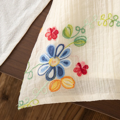 Embroidered Baby Girl Summer Dress - Floral Cotton Sleeveless A-Line Toddler Dress (6M - 4T)