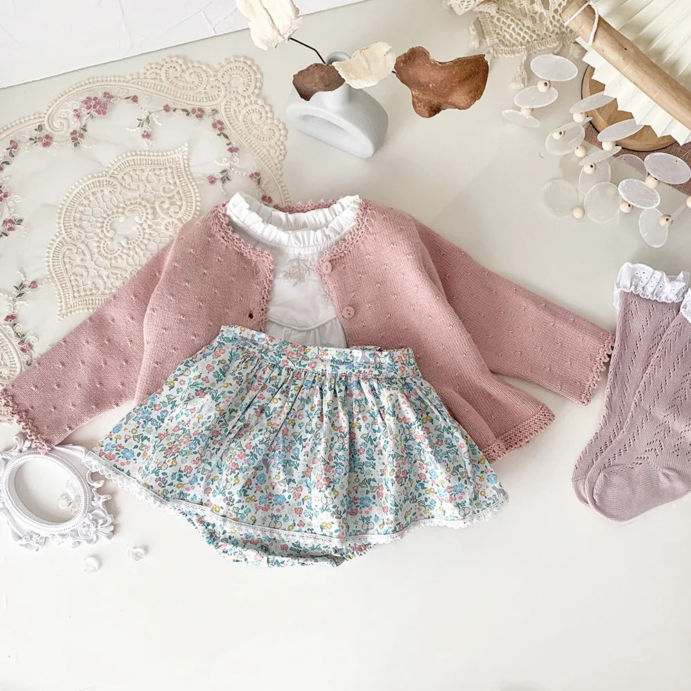 Baby & Toddler Girl 100% Cotton Knit Ruffle Cardigan Sweater (6M-5T)