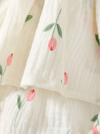 Baby & Toddler Girls Cotton Tulip Print Sleeveless Romper with Matching Sun Hat  (3-24M)